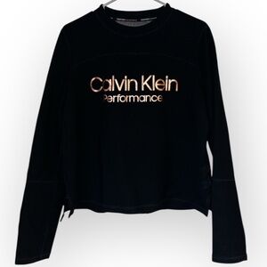 Calvin Klein Performance Black & Gold Long Sleeve Scuba Sweatshirt Sz-XL